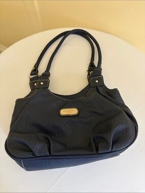 Rosetti Navy Shoulder Tote with Gold Plaque